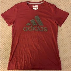 Maroon shirt sleeve adidas tee
